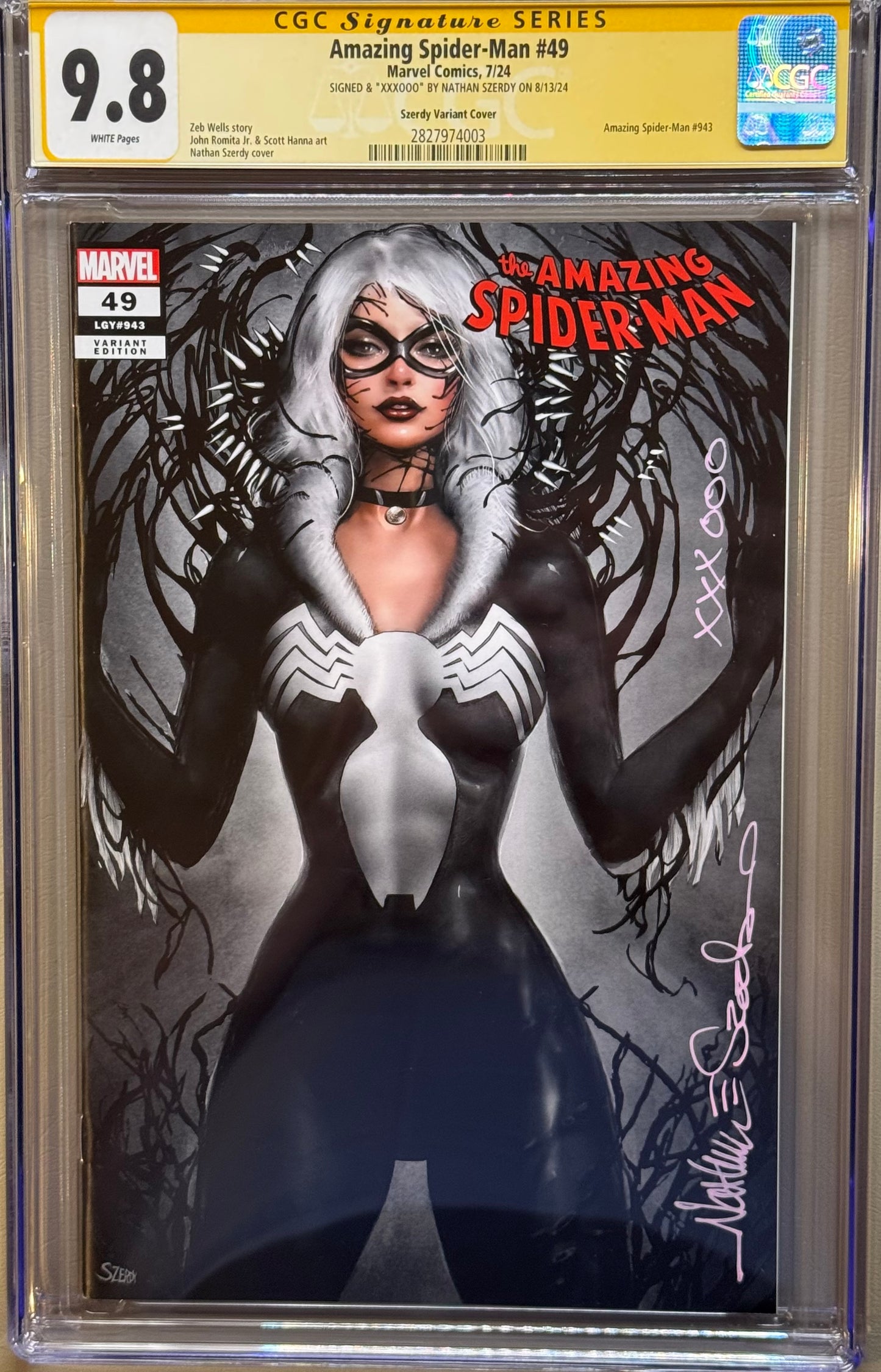 The Amazing Spider-man Vol 6 #39 - Cover K - Nathan Szerdy Exclusive Venomized Black Cat Variant - CGC 9.8 Signature Series
