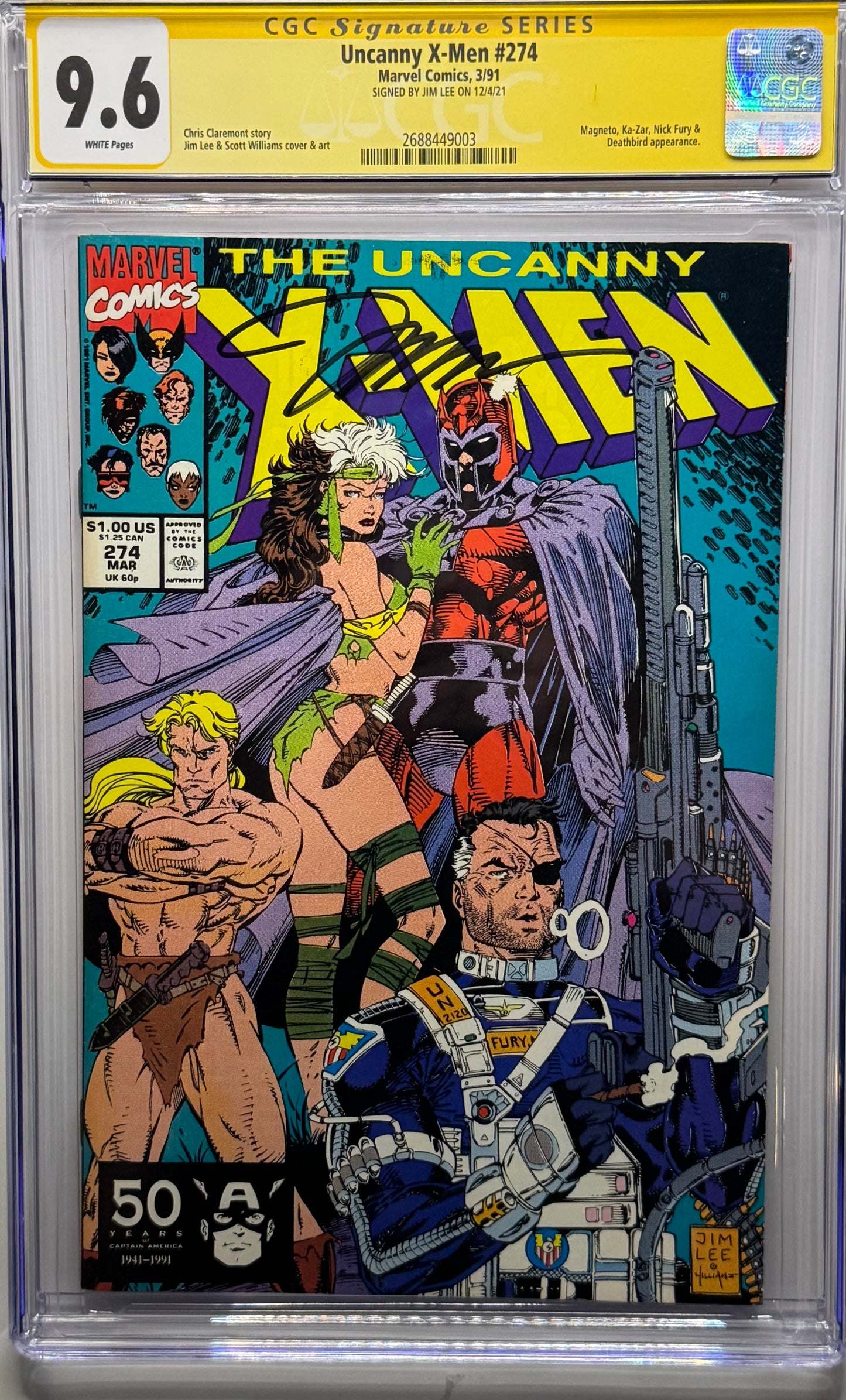 The Uncanny X-Men Vol1 #274 - Cover B - Jim Lee Facsimile Edition - CGC Signature Grade 9.6