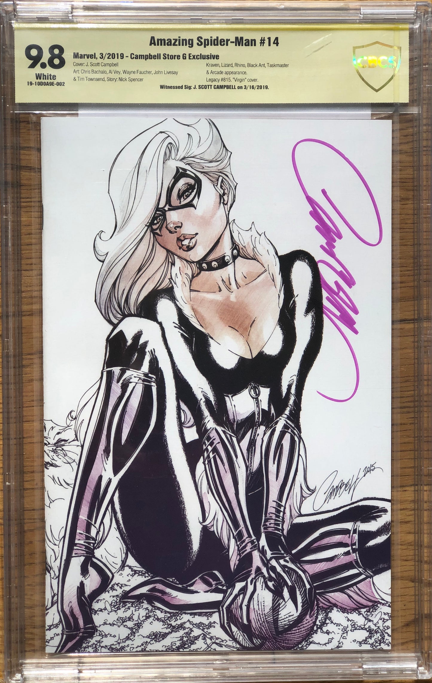 Amazing Spider-man Vol 5 #14 - Cover G - J Scott Campbell Virgin Black Cat Cover - CBCS Signature Grade 9.8