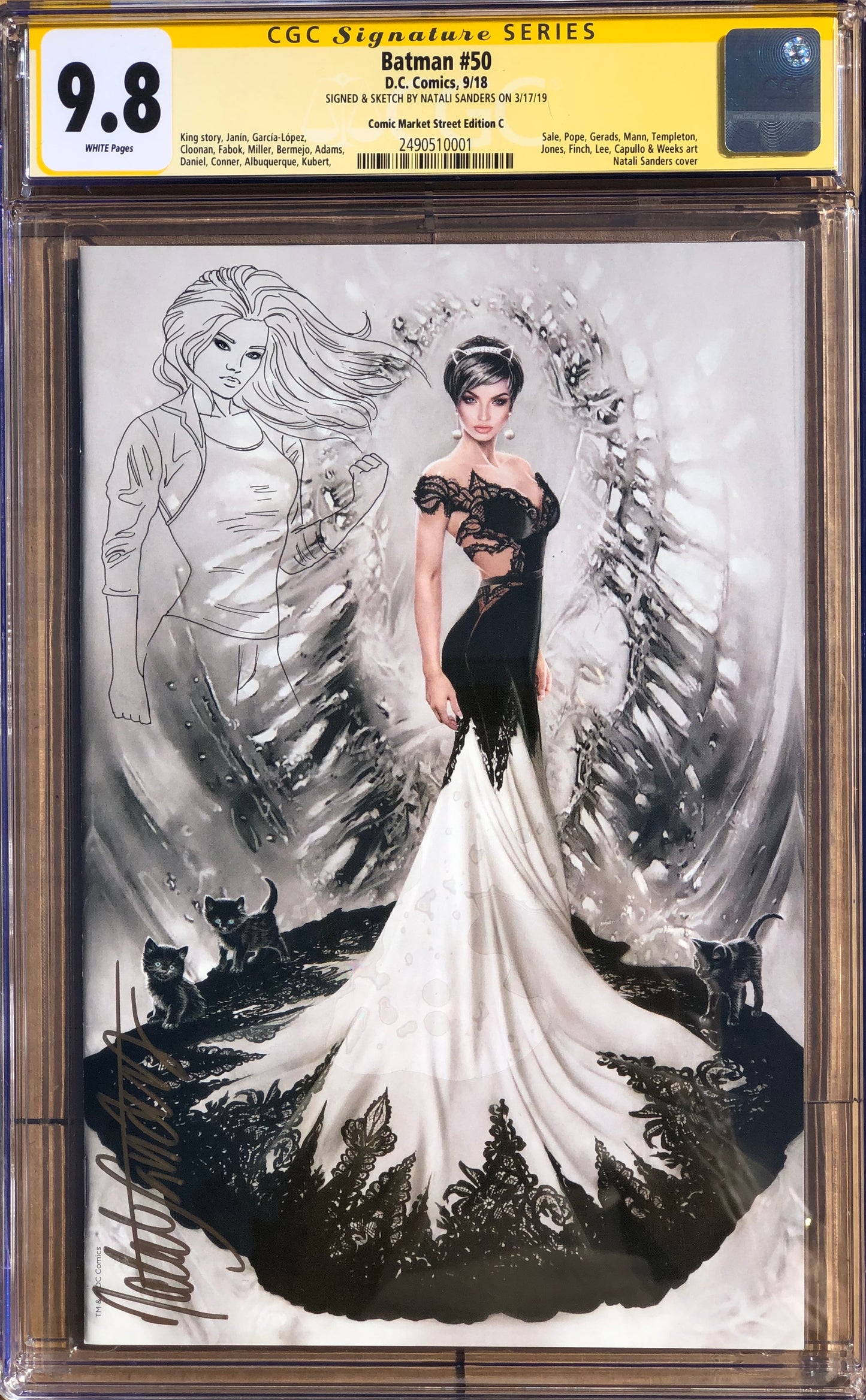 Batman #50 - Signed by Natali Sanders - Edition C Comic Street Market - With Self Portrait Sketch - CGC 9.8