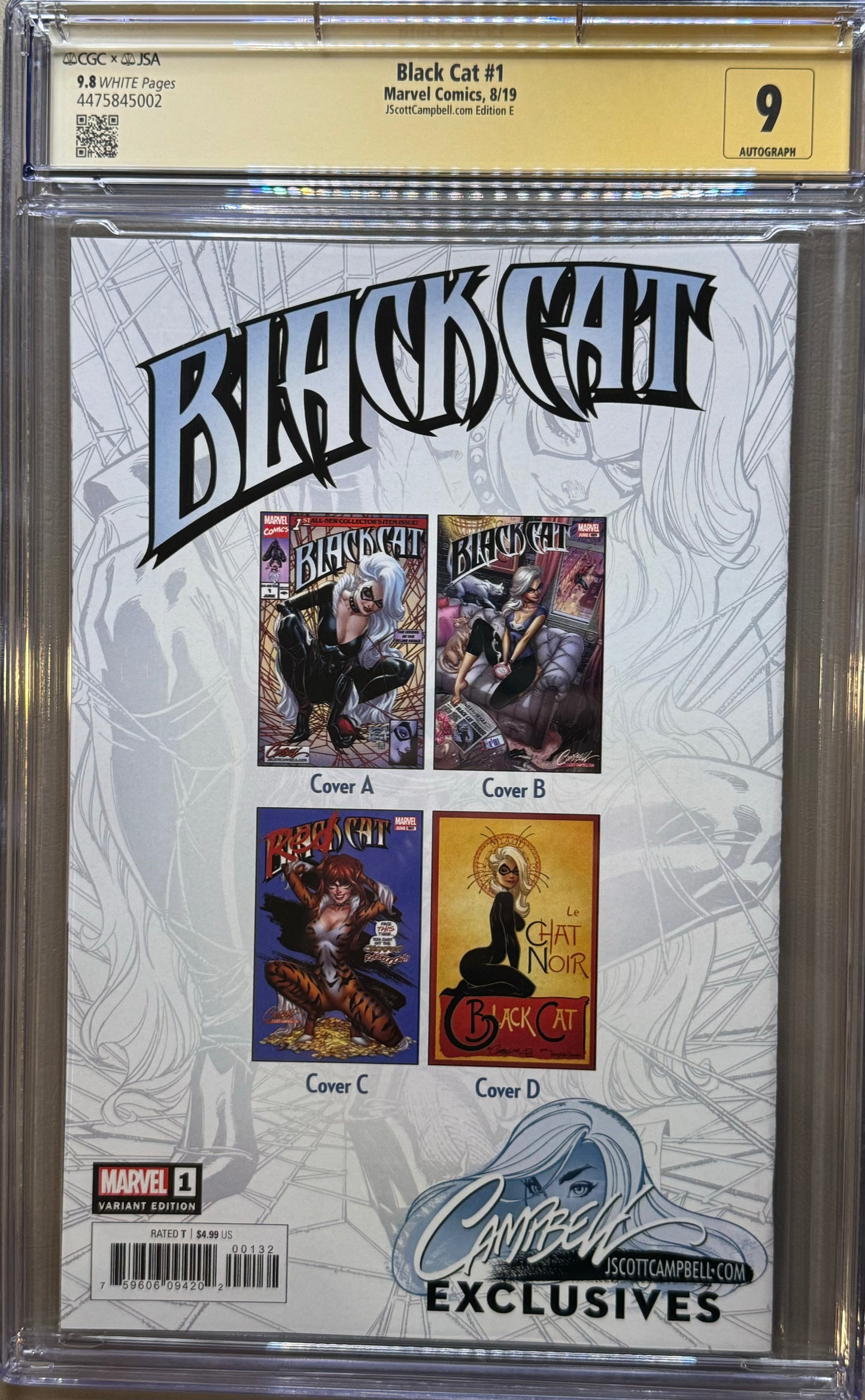 Black Cat - Vol3 #1 - Cover E - J. Scott Campbell SDCC Exclusive Variant - CGC Signature Series 9.8