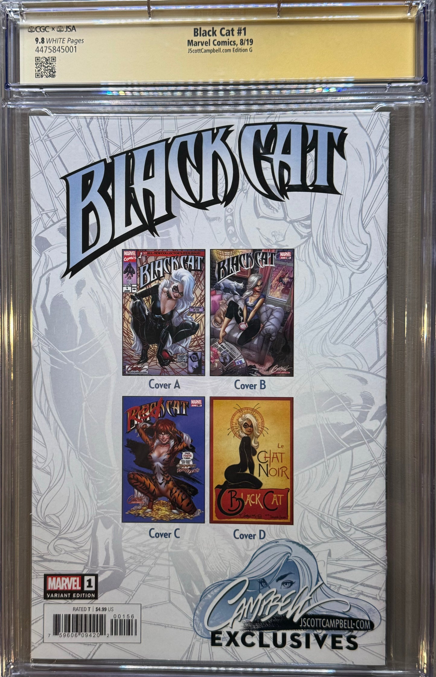 Black Cat - Vol3 #1 - Cover G - J. Scott Campbell Virgin Variant - CGC Signature Grade - 9.8