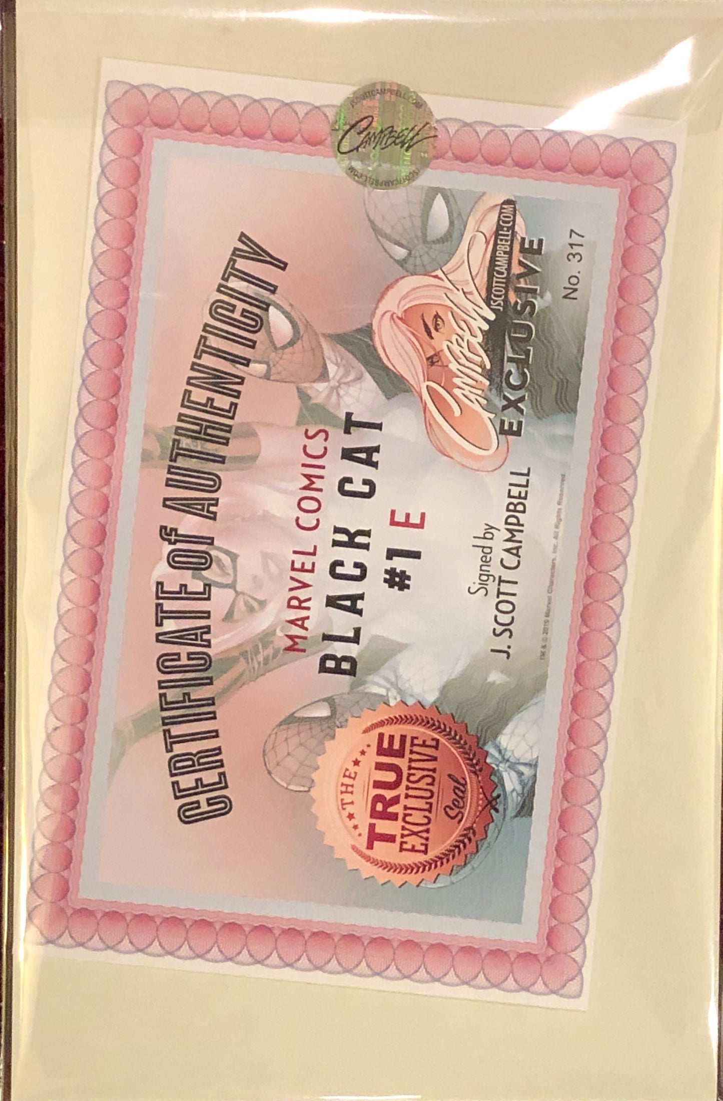 Black Cat - Vol3 #1 - Cover E - J. Scott Campbell Autographed SDCC Exclusive Variant