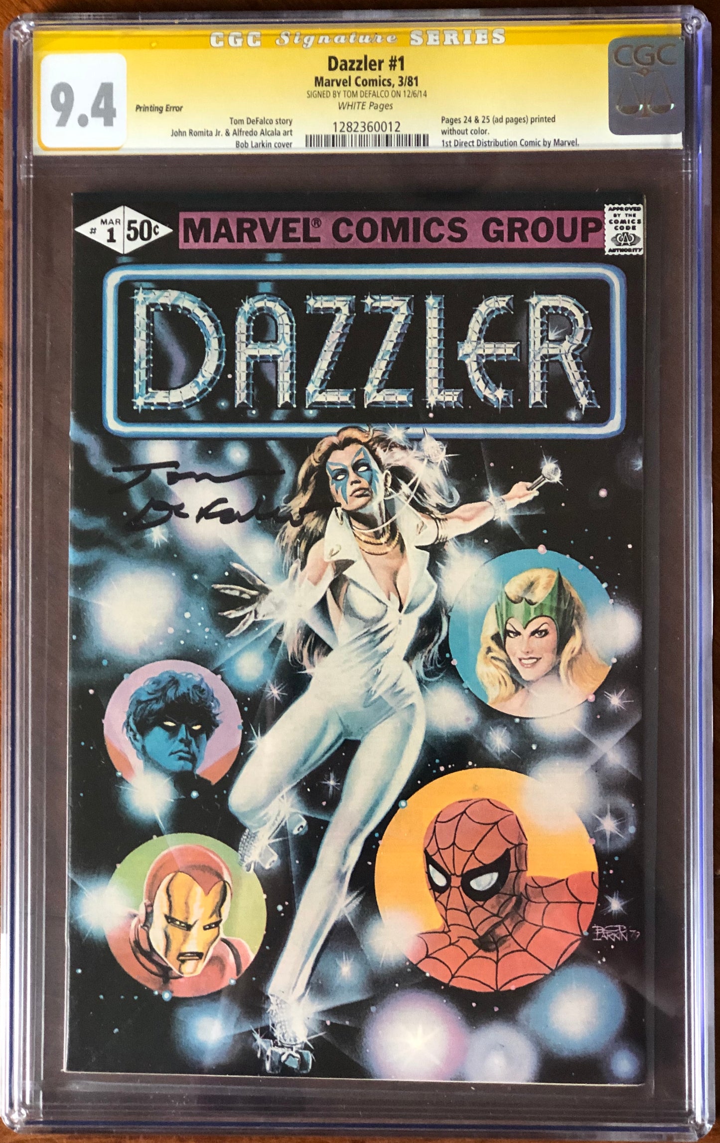 Dazzler #1 - Autographed by Tom Defalcco - CGC 9.4