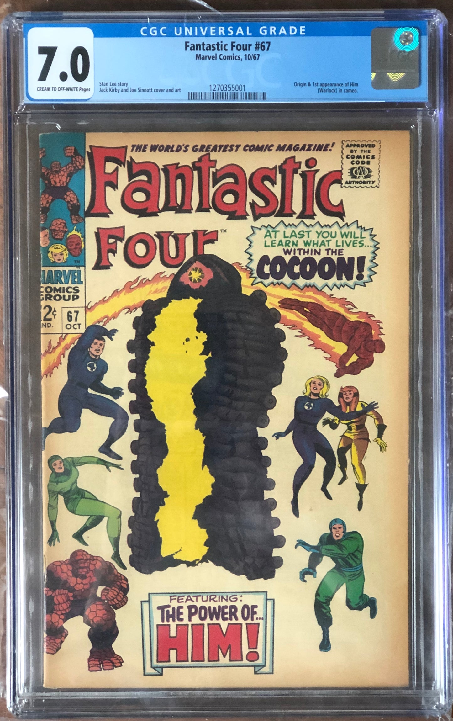 Fantastic Four #67 - CGC 7.0 - Origin of Him - Warlock Cameo