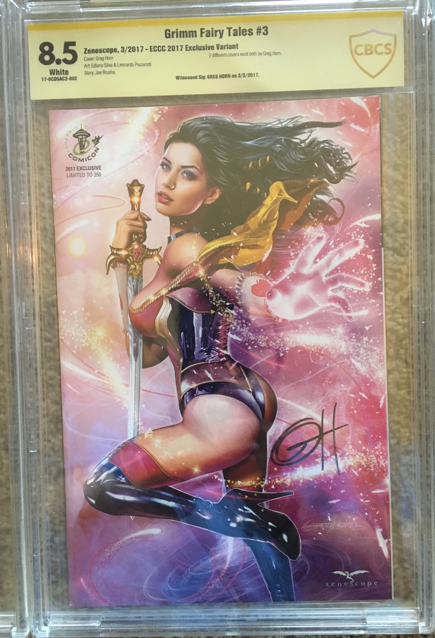 Grimm Fairy Tales #3 - Cover E - Greg Horn - ECCC 2017 Exclusive Variant - CBCS Signature Grade 8.5