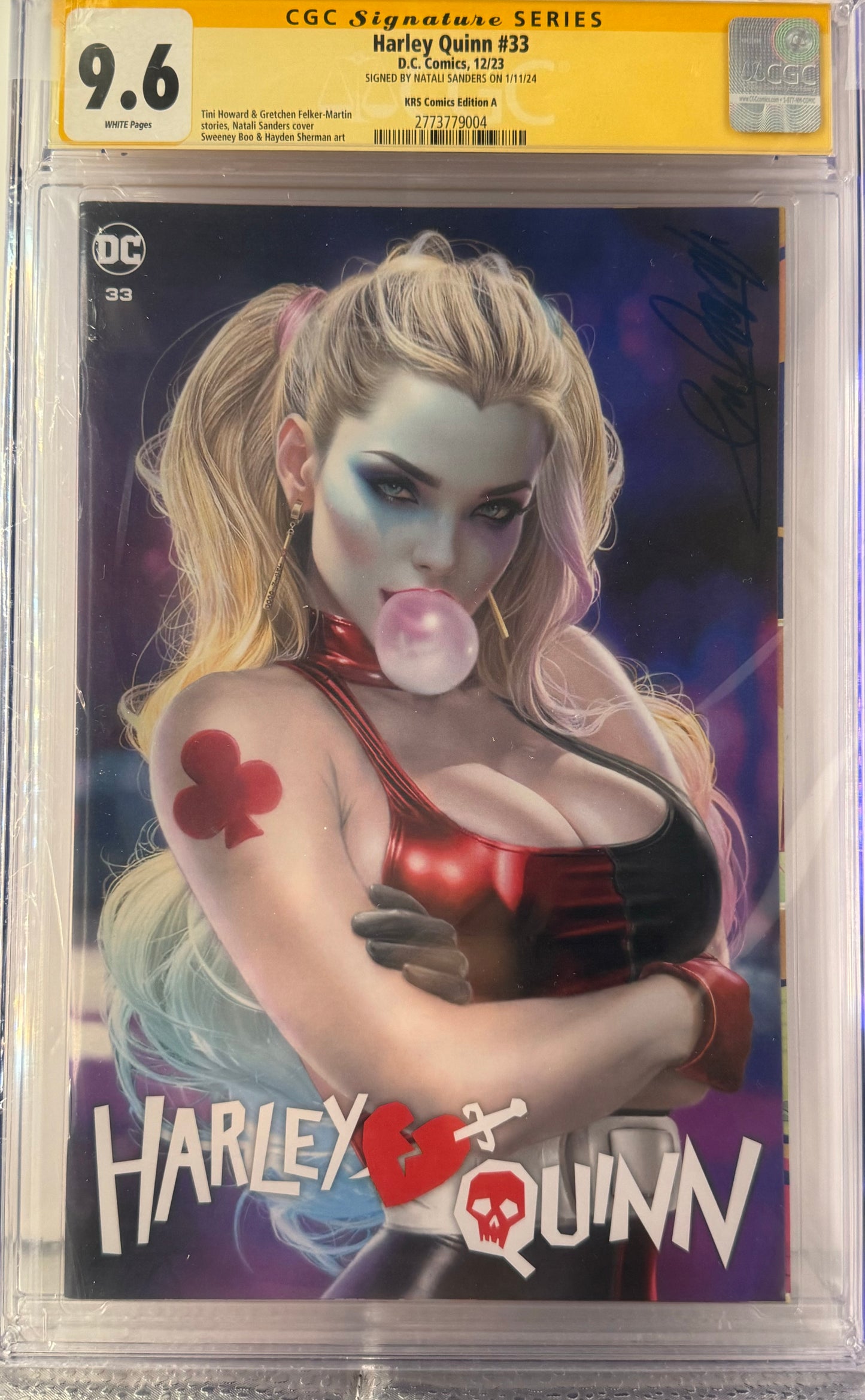 Harley Quinn Vol 4 #33 - Cover G - KRS Exclusive - Natali Sanders Variant - Signature Grade CGC 9.6