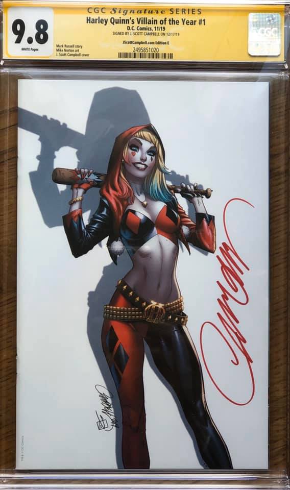 Harley Quinn’s Villain of the Year #1 - Cover E - J. Scott Campbell Virgin Variant - CGC Signature Grade 9.8