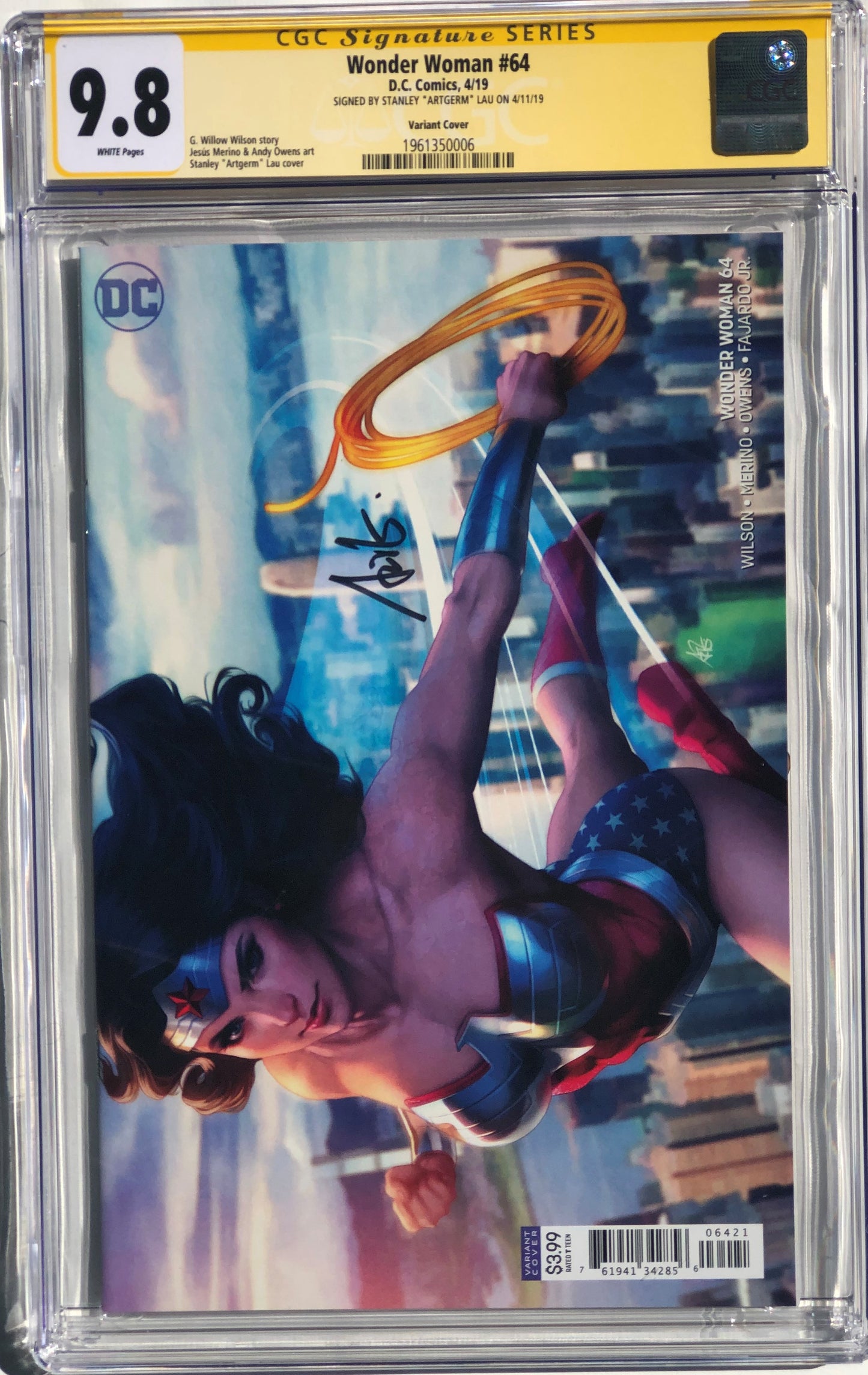 Wonder Woman Vol5 #64 - Cover B - Stanley Artgerm Lau Virgin Variant - CGC Signature Series 9.8