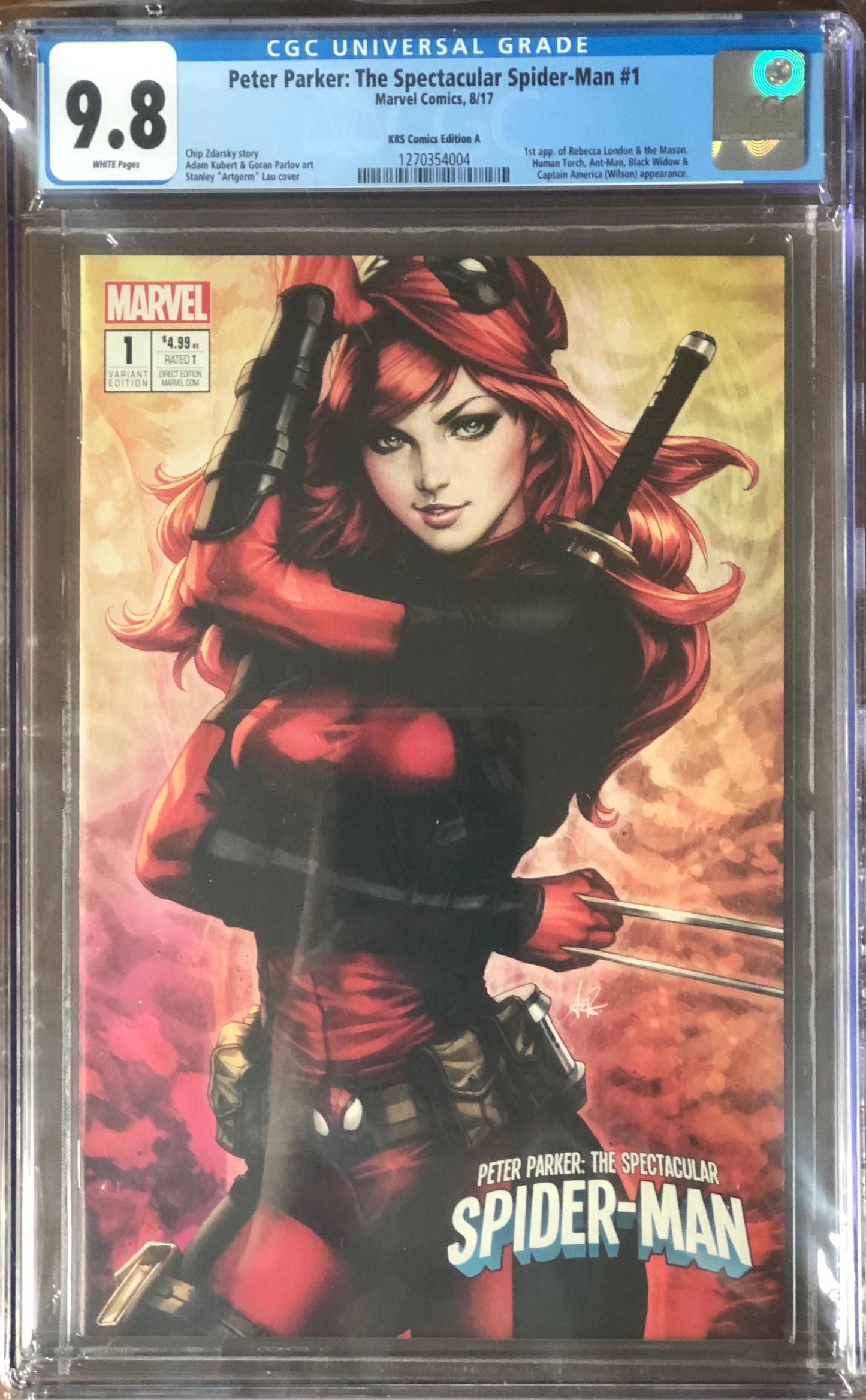 Peter Parker The Spectacular Spider-Man #1 - Cover S - Stanley Artgerm Lau Variant - CGC 9.8