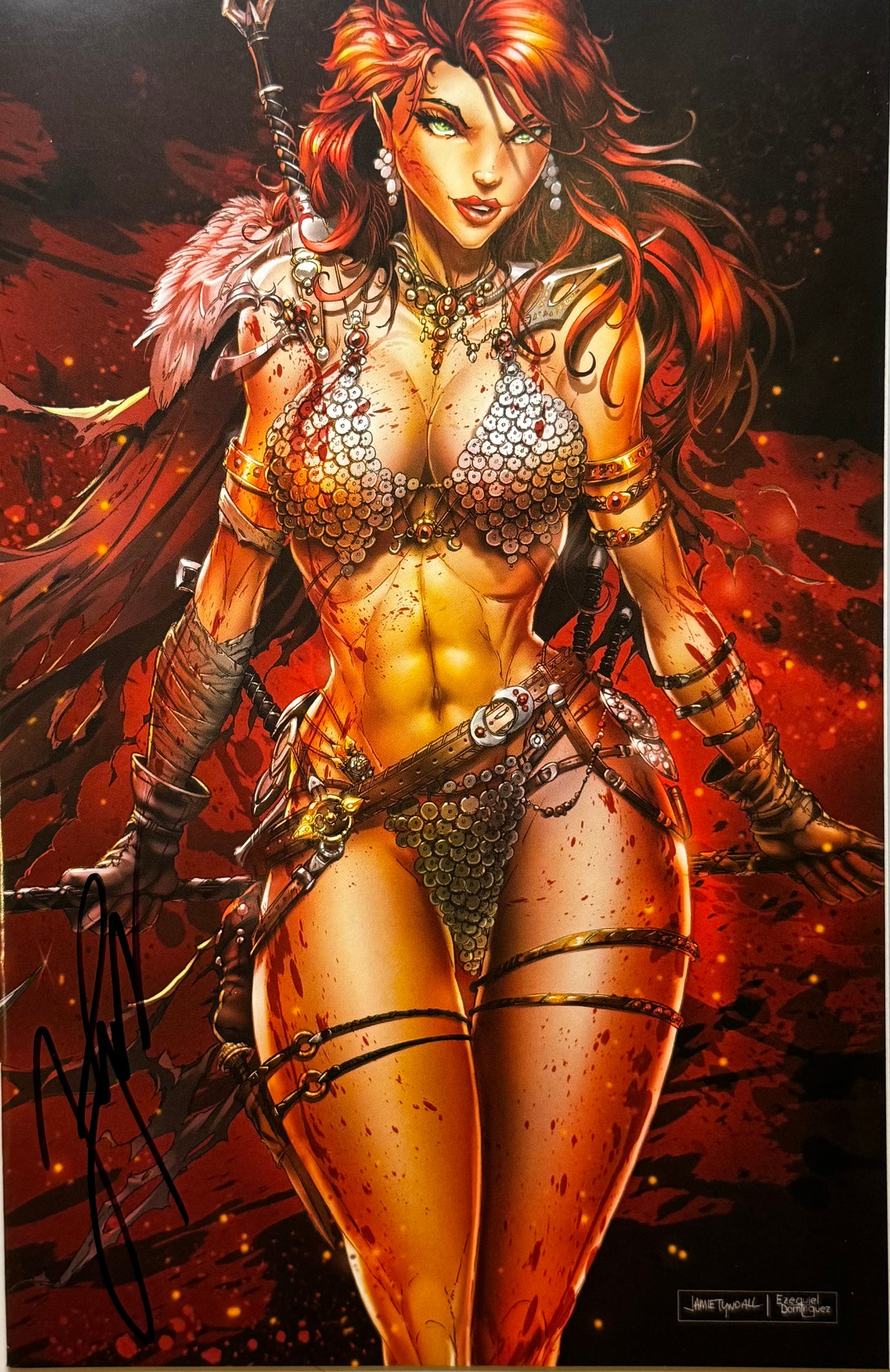Invincible Red Sonja Vol 1 #3 - Cover V - Jamie Tyndall Blood Metal Virgin Variant - CGC Signature Grade 9.8