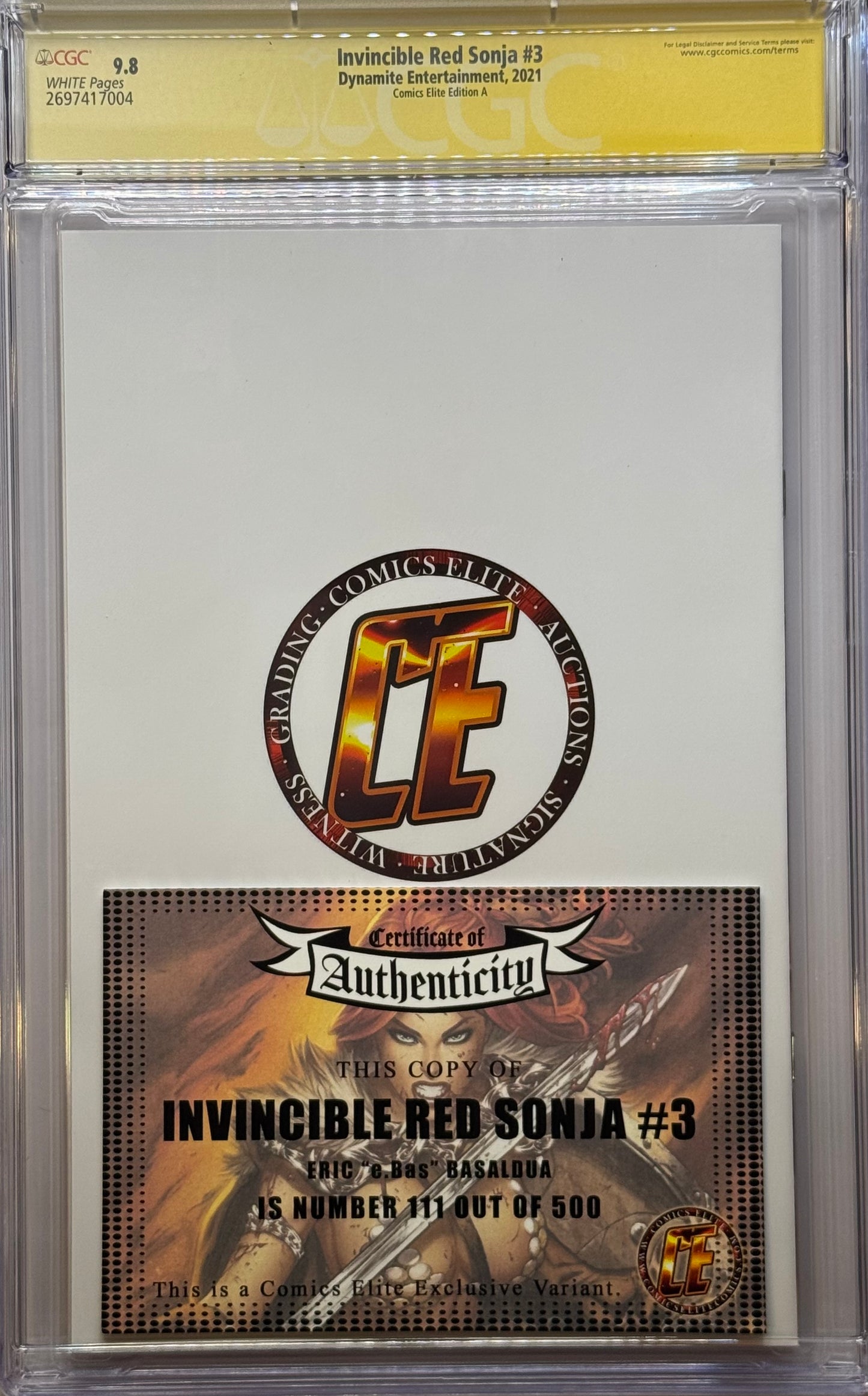 Invincible Red Sonja Vol 1 #3 - Cover G - Ebas Virgin Variant - CGC Signature Grade 9.8