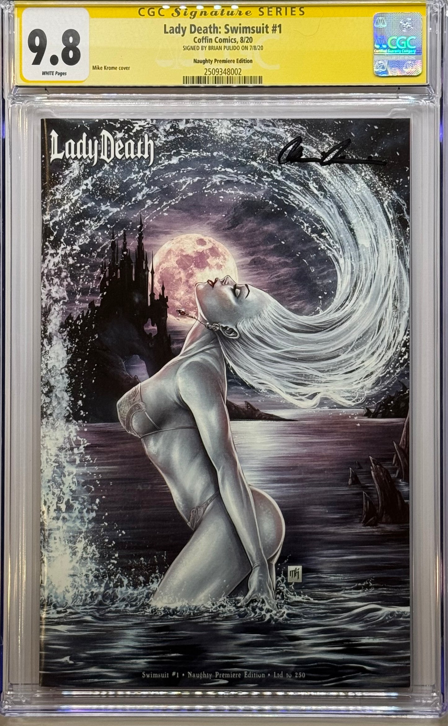 Lady Death Swimsuit #1 - Cover A - Mike Krome Naughty Edition - CGC Signature Series 9.8