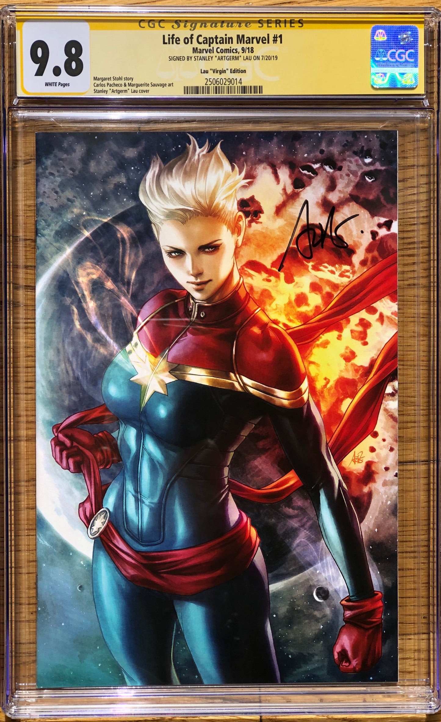 Life of Captain Marvel #1 - Virgin Edition - Autographed by Stanley Artgerm Lau - CGC 9.8