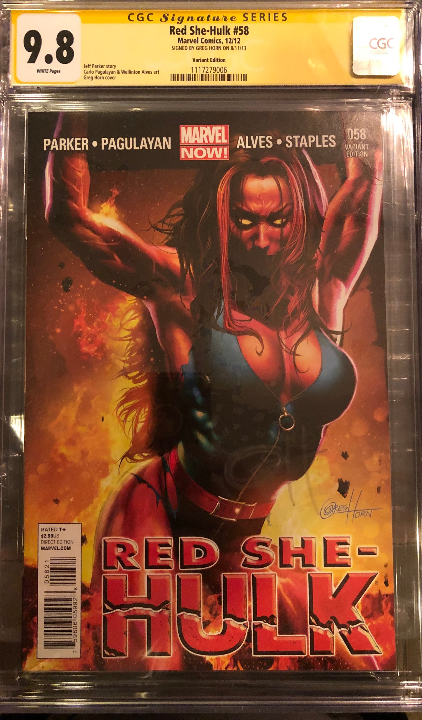Red She Hulk 58 - Autographed by Greg Horn - CGC 9.8