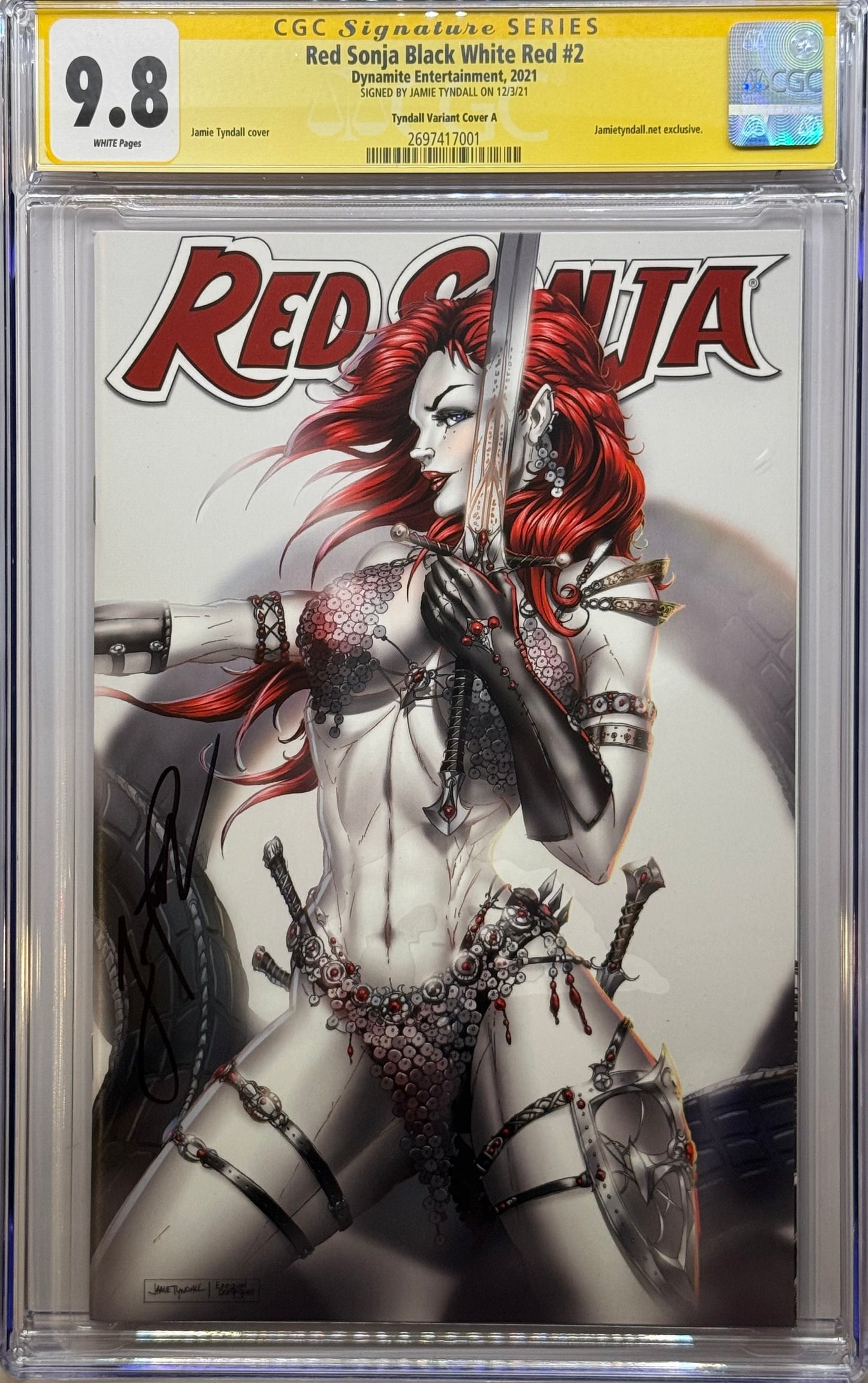 Red Sonja Black White Red #2 - Cover R - Jamie Tyndall Cover A Variant - CGC Signature Grade 9.8