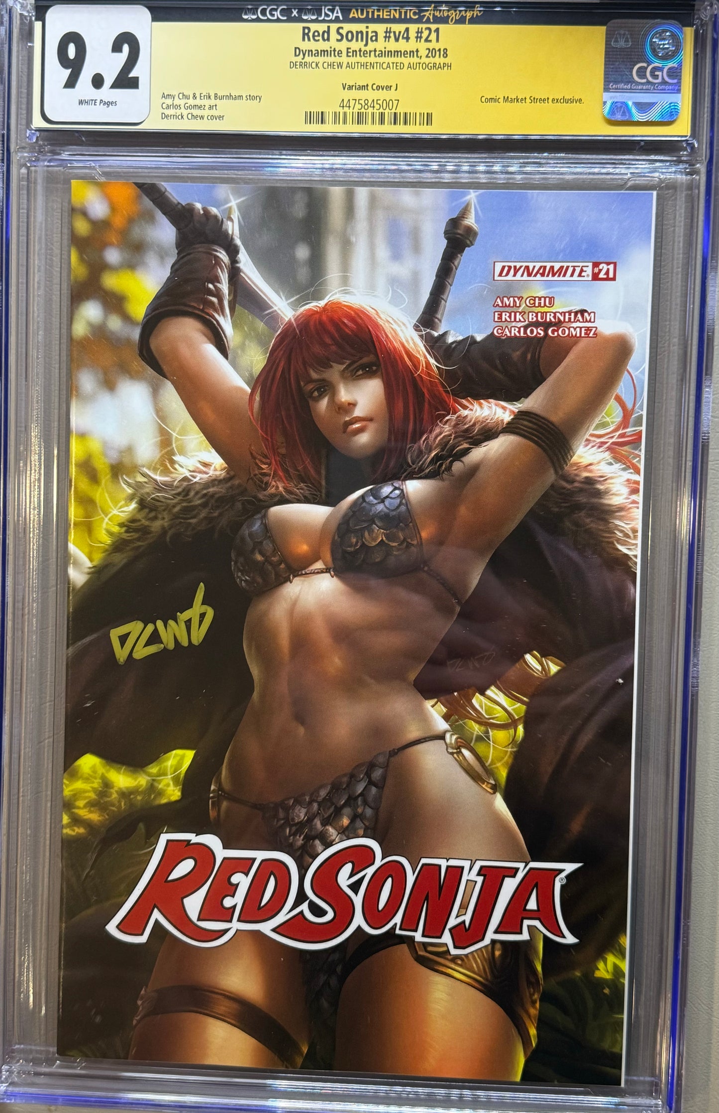 Red Sonja V4 #21 - Cover K - Derrick Chew Variant - CGC Signature Grade 9.2