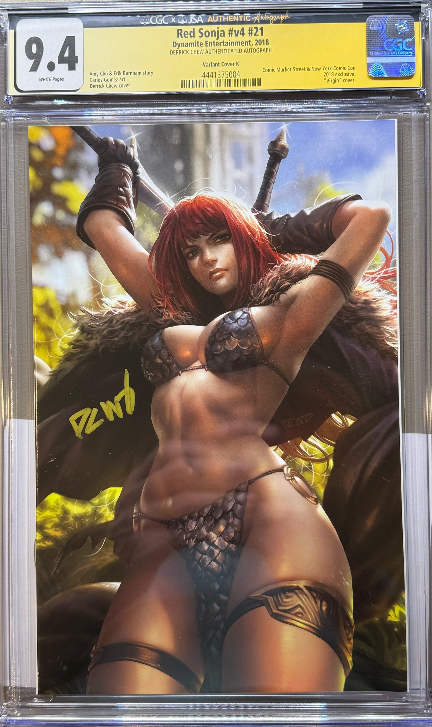 Red Sonja V4 #21 - Cover K - Derrick Chew Virgin Variant - CGC Signature Grade 9.4