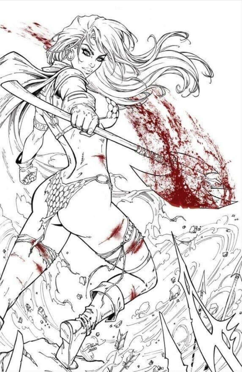 Red Sonja Vol4 #19 - Cover S - Dawn McTeigue Virgin Black and Red Ink Exclusive Variant