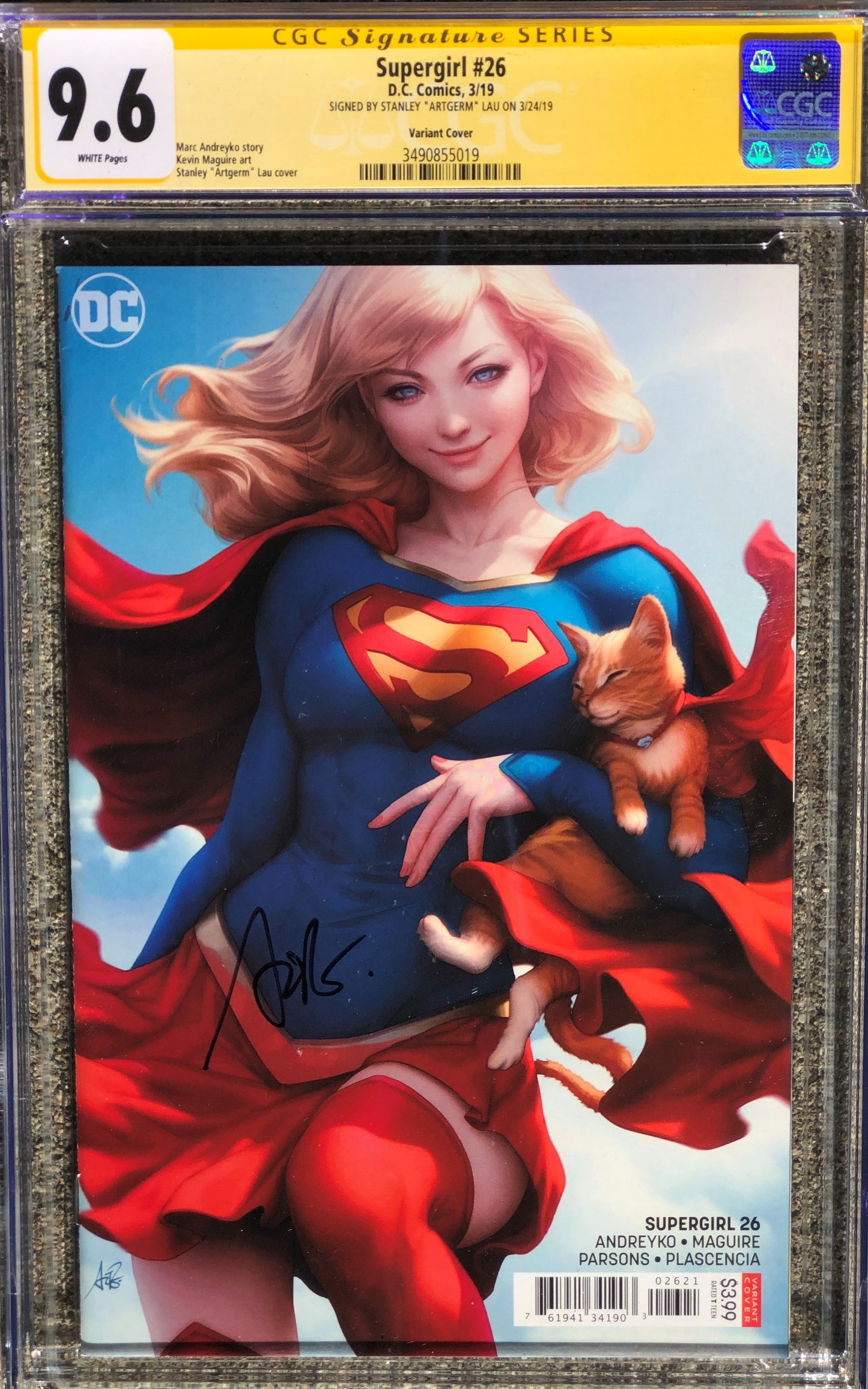 Supergirl Vol7 #26 - Cover B - Stanley Artgerm Lau Variant - CGC Signature Grade 9.8