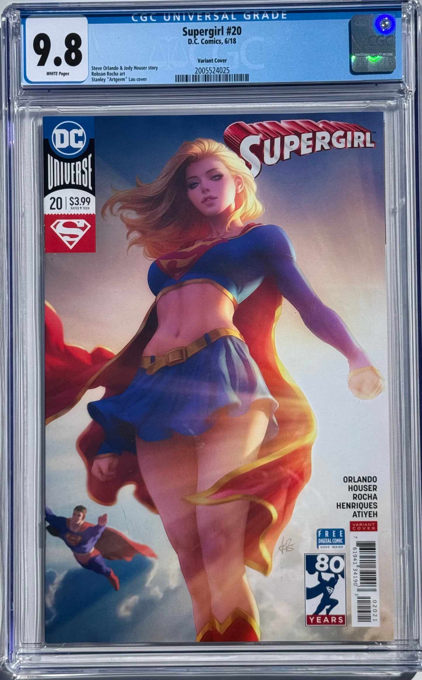 Supergirl Vol7 #20 - Cover B - Stanley Artgerm Lau Variant - CGC Universal Grade 9.8