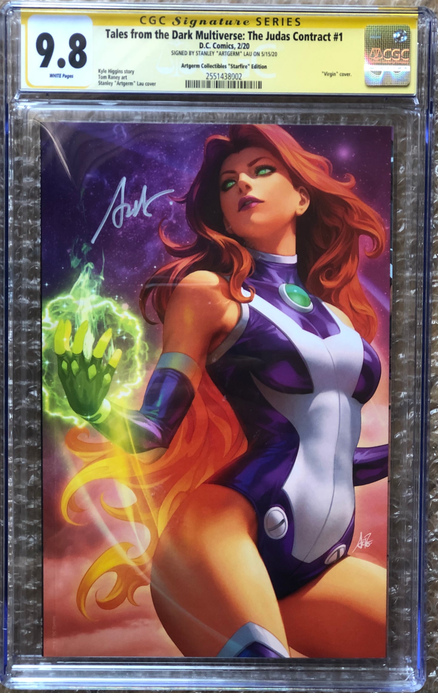 Tales from the Dark Multiverse - The Judas Contract #1 - Stanley Artgerm Lau Virgin Starfire Edition - CGC Signature Series 9.8