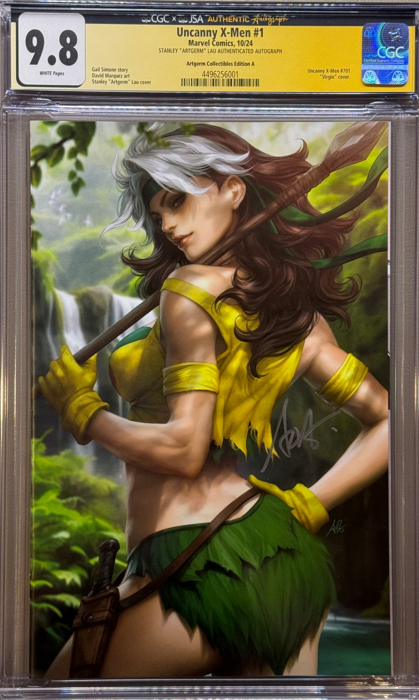 Uncanny X-Men Vol6 #1 - Cover S - Fan Expo Rogue Savage Lands Stanley Artgerm Lau Virgin Variant - CGC 9.8 Signature Grade