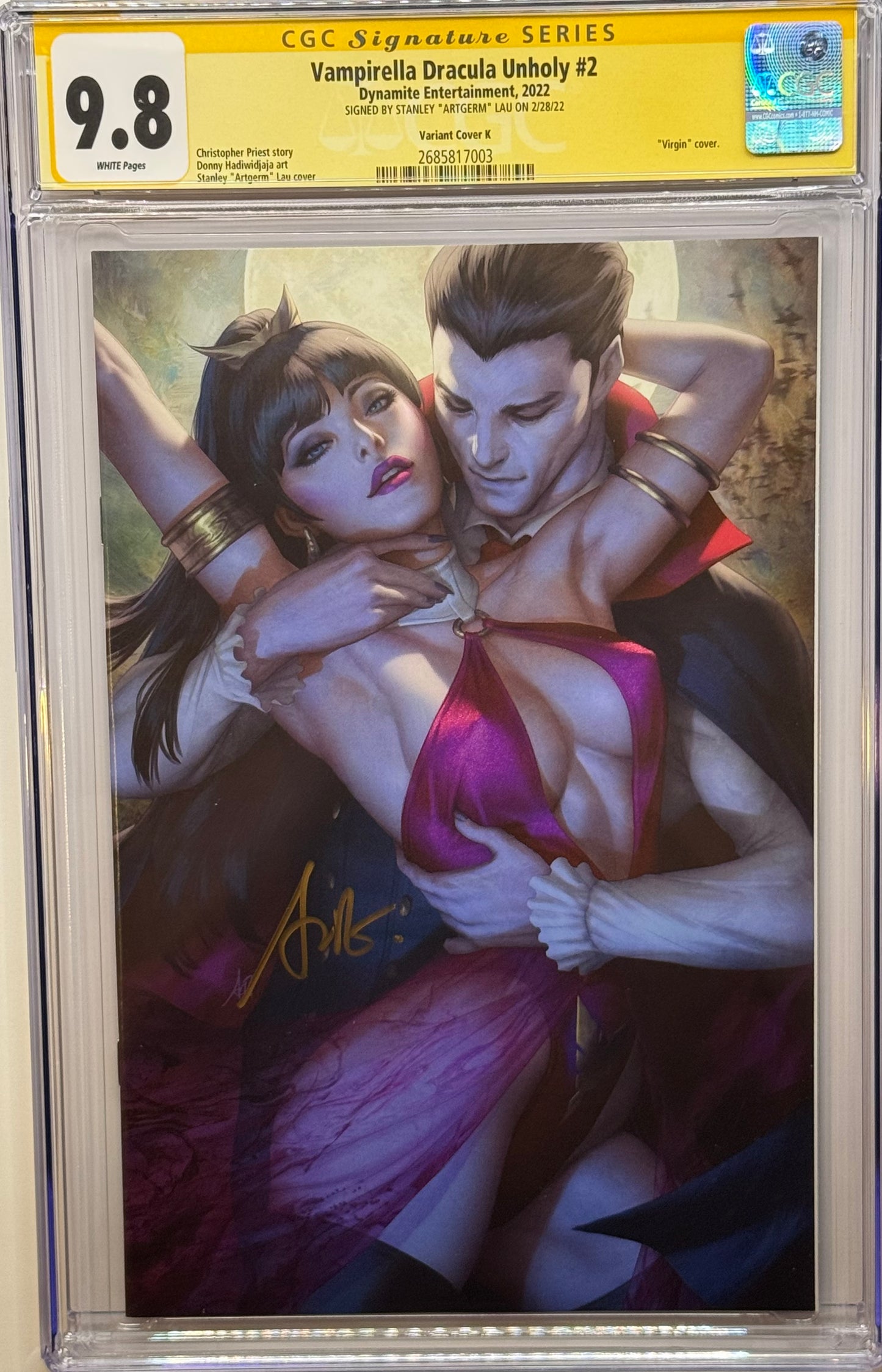 Vampirella Dracula Unholy #2 - Stanley Artgerm Lau Virgin Variant - CGC Signature Grade 9.8