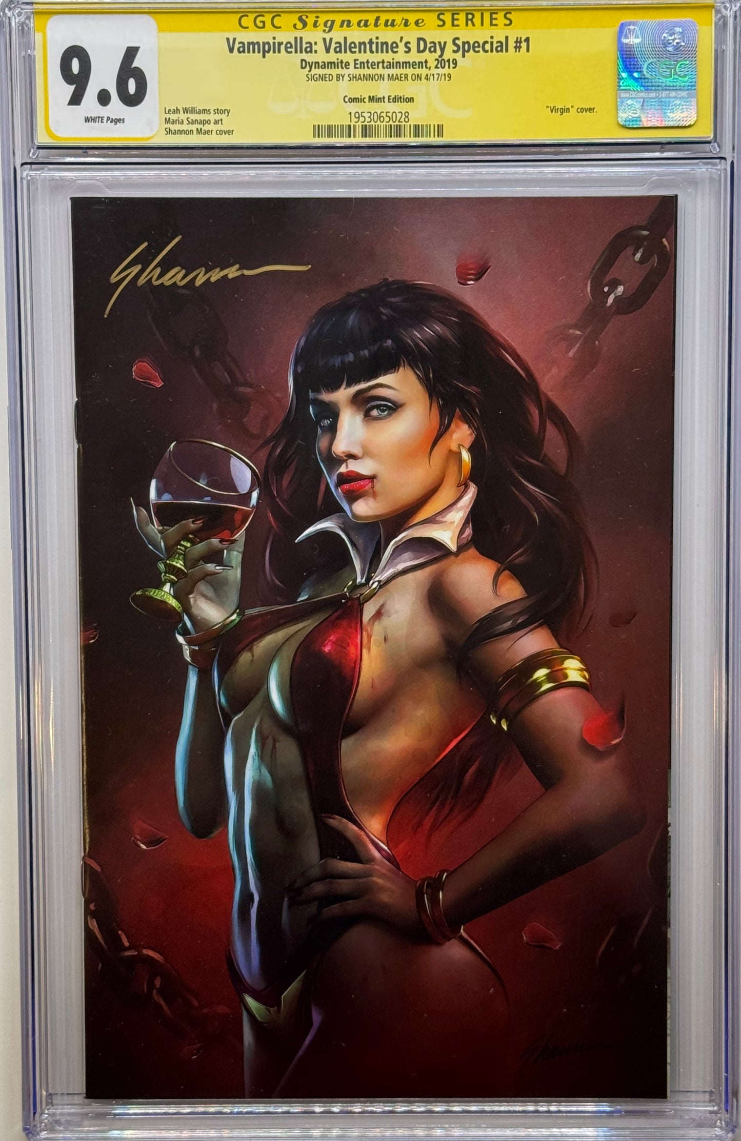 Vampirella Valentines Day Special #1 - Shannon Maer Virgin Variant - CGC Signature Grade 9.8