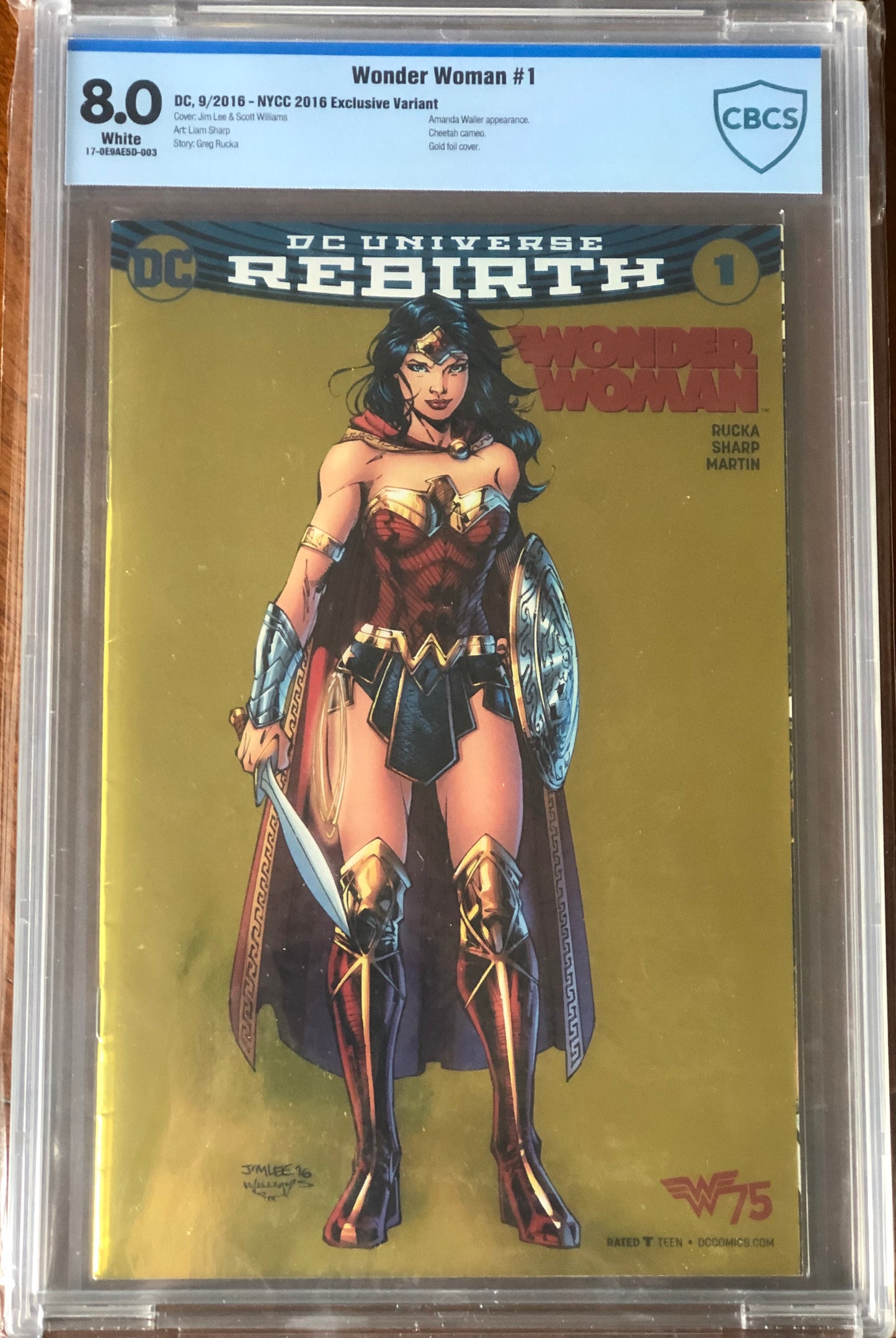 Wonder Woman Rebirth #1 - Cover J - Jim Lee Gold Foil Variant - CBCS 8.0