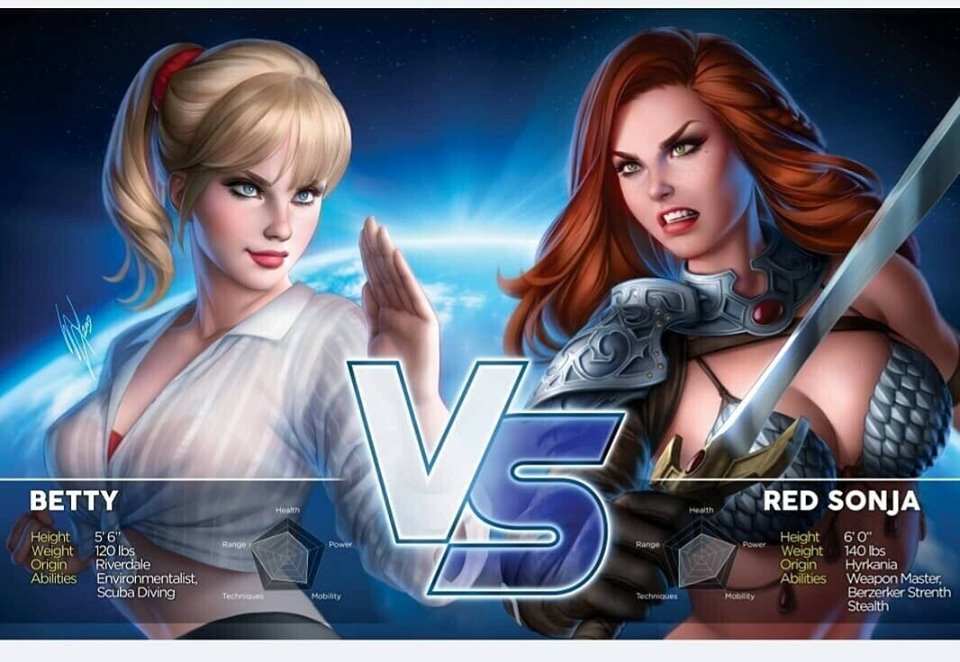 Red Sonja & Vampirella meet Betty & Verionica #1 - Betty Vs Red Sonja Warren Louw Variant