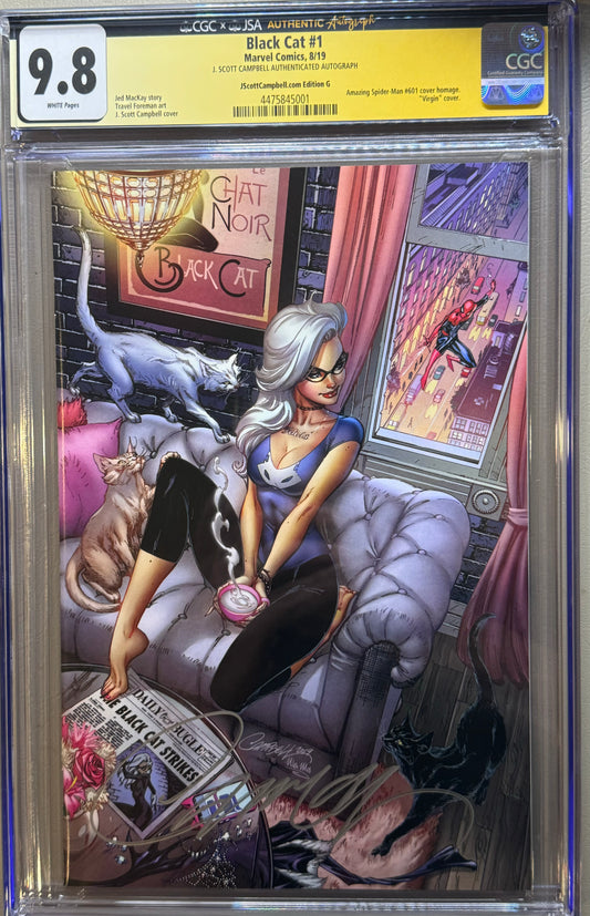 Black Cat - Vol3 #1 - Cover G - J. Scott Campbell Virgin Variant - CGC Signature Grade - 9.8