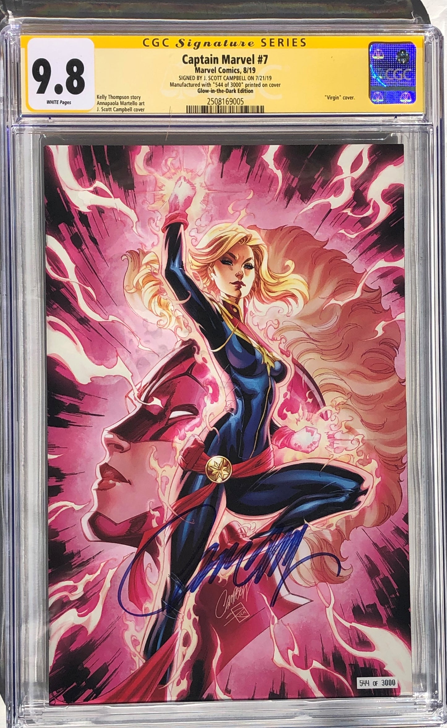 Captain Marvel #7 - Glow in the Dark Edition - CGC 9.8 - Autographed by J. Scott Campbell