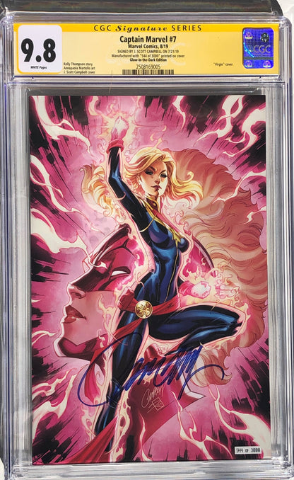 Captain Marvel #7 - Glow in the Dark Edition - CGC 9.8 - Autographed by J. Scott Campbell