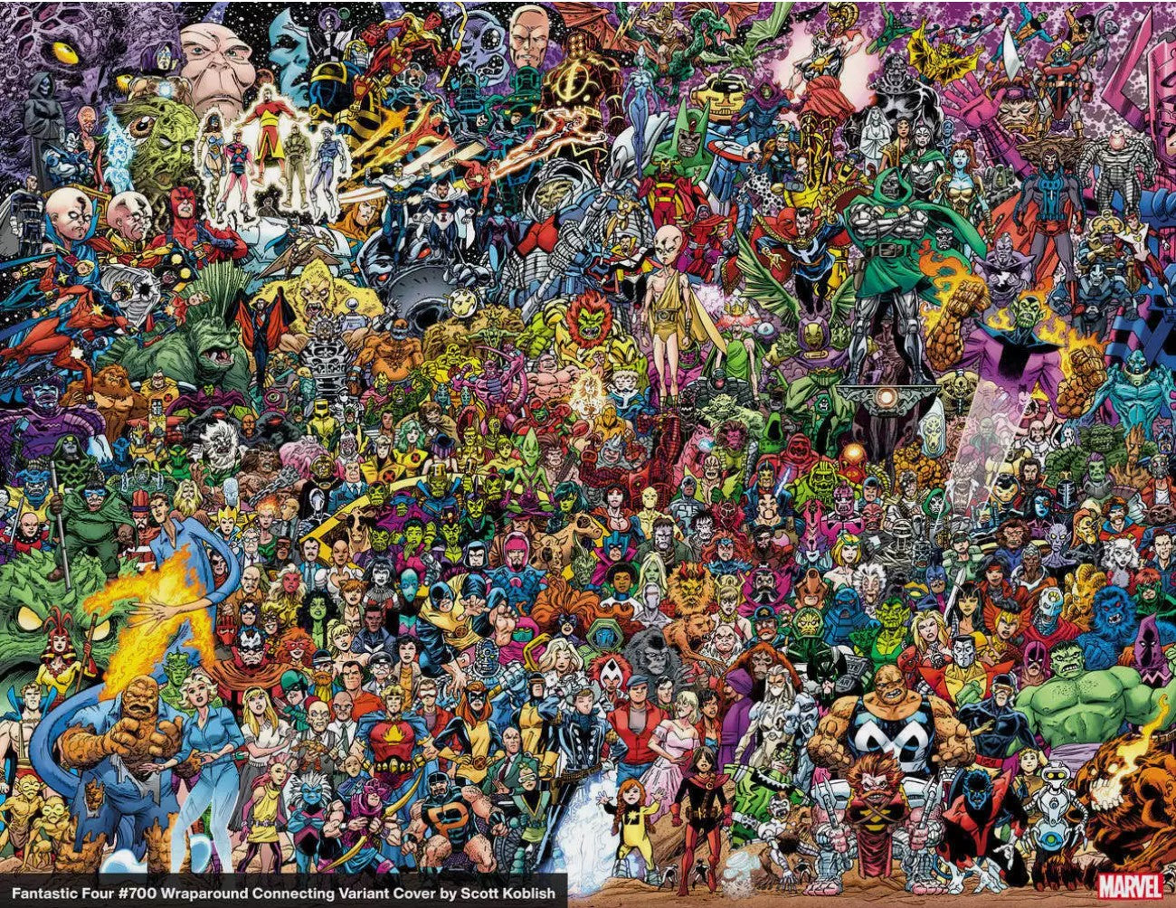 Fantastic Four Vol7 #7 - Cover C - Scott Koblish 700 Characters Wraparound Connecting Cover - Autographed with Sketch