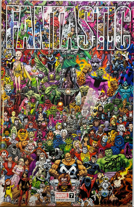Fantastic Four Vol7 #7 - Cover C - Scott Koblish 700 Characters Wraparound Connecting Cover - Autographed with Sketch