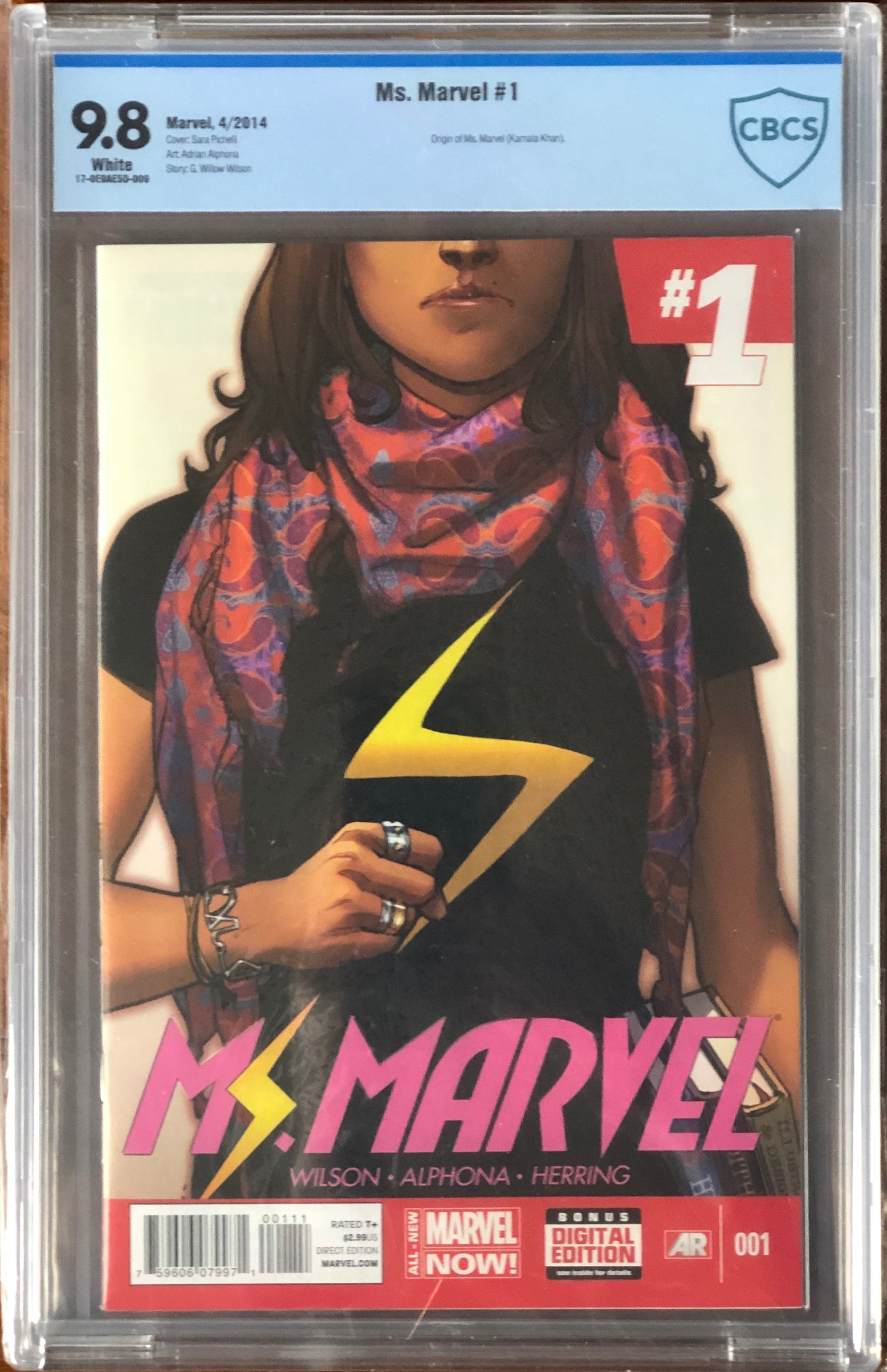 Ms Marvel #1 - Sara Pichell Cover - CBCS 9.8 - Origin of Ms Marvel